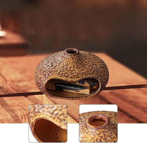 Ceramic Burner Smudge Bowl Tray, Cone Burner Holder for Desktop, Fireplace Tabletop- Yellow in Saudi Arabia