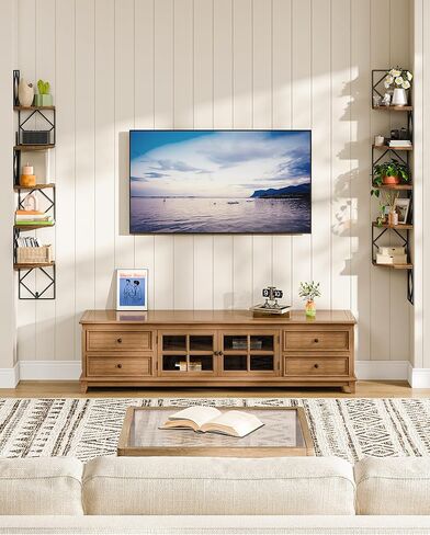 5-Tier Corner Shelf, Floating Shelf, Wall-Mounted Storage Shelf, Wall Decor, Narrow Corner Bookshelf, for Living Room, Bedroom, Home Office, and Bathroom, Rustic Brown and Black TCJ35BF in Saudi Arabia