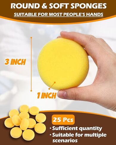 25Pcs Pottery Sponges 3inch, Painting Sponges, Pottery Sponges for Clay, Clay Sponge, Round Sponge, Clay sponges for Pottery, Paint sponges for Acrylic Painting, Artist Sponges in Saudi Arabia