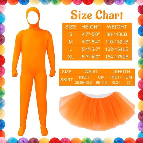Orange Costume Yellow Mustache and Eyebrows Ballet Tutu Skirt Costume Orange Jumpsuit for Halloween Christmas Party in Saudi Arabia