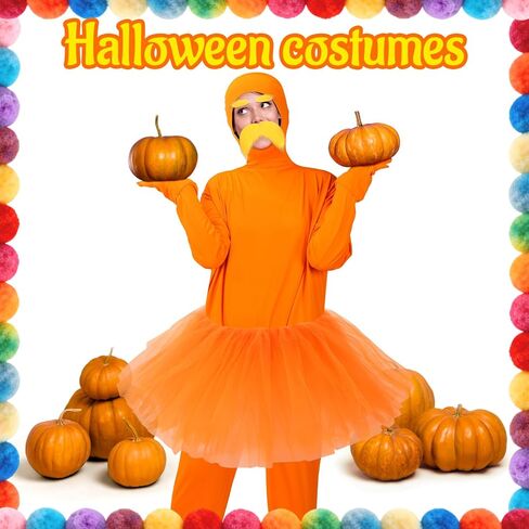 Orange Costume Yellow Mustache and Eyebrows Ballet Tutu Skirt Costume Orange Jumpsuit for Halloween Christmas Party in Saudi Arabia