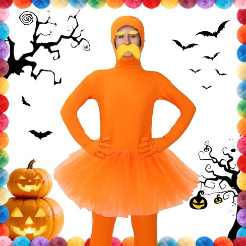 Orange Costume Yellow Mustache and Eyebrows Ballet Tutu Skirt Costume Orange Jumpsuit for Halloween Christmas Party in Saudi Arabia