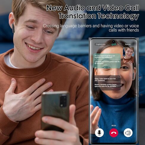 سماعات أذن للترجمة من Ai في الوقت الحقيقي بدون اشتراك، سماعات أذن لمترجم 164 لغة مع 6 أوضاع للترجمة، سماعات رأس لمترجم مكالمات الصوت والفيديو، 42 ساعة Audiofonos Traductores Inglés Español in Kuwait