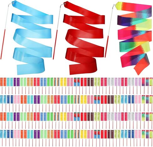 Yilloog Rainbow Dance Ribbon 78.7 Inch Gymnastics Ribbon Streamers Rainbow Artistic Ribbon Dancer Twirling Wands Rhythmic Gymnastics Ribbon for Kids Dancing Party (Mixed Color, 15 Pieces) in Kuwait