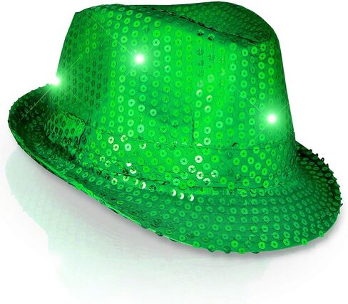 FlashingBlinkyLights Sequin Light Up LED Fedora Hat in Saudi Arabia