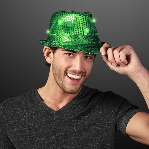 FlashingBlinkyLights Sequin Light Up LED Fedora Hat in Saudi Arabia