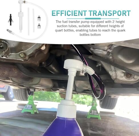 Transmission Fluid Pump Kit, 8cc per Stroke Manual Hand Pump with 3/8" Swivel & 8mm/10mm Adapters, for Automotive Oil, Brake Fluid, Gear Oil Transfer in Cars, Boats, Motorcycles (White) in Saudi Arabia