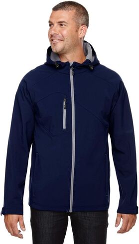 North End Men's Prospect Fleece Soft Shell Hooded Jacket, L, Classic Navy 849 in Kuwait