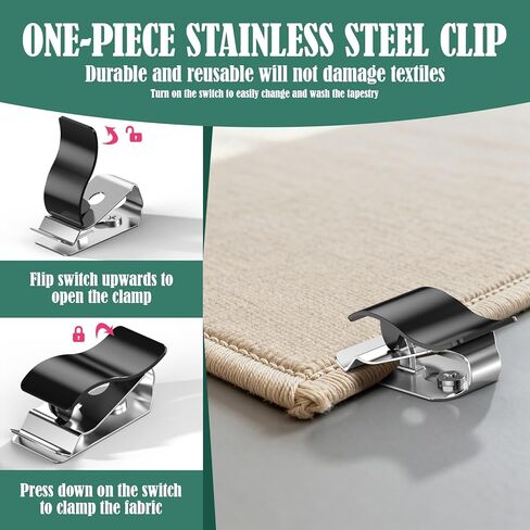 شماعات اللحاف للسجاد المعلق على الحائط وجلود الحيوانات، ومعلقات النسيج، ومشابك البطانية، 4 عبوات in Kuwait