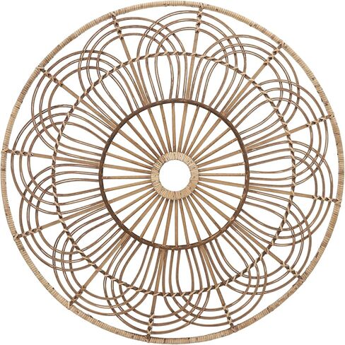 Wicker Round Accent – Boho Wall Decor for Living Room & Bedroom, Woven Rattan & Bamboo Wood Home Decor, Boho Basket Wall Hanging, Bohemian Art, Indoor/Outdoor Use - 36", Brown in Saudi Arabia