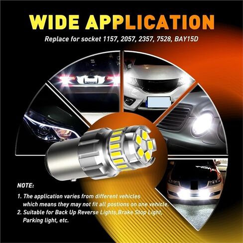2pcs P21/5W BAY15D 1157 LED Canbus No Error 1200LM 6500K White DRL Car Parking Light Reverse Backup Bulb Daytime Running Lamp 12V in Saudi Arabia