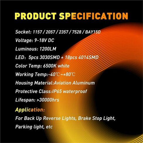 2pcs P21/5W BAY15D 1157 LED Canbus No Error 1200LM 6500K White DRL Car Parking Light Reverse Backup Bulb Daytime Running Lamp 12V in Saudi Arabia