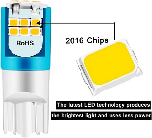2 قطعة T10 W5W WY5W مصباح LED فائق السطوع لوقوف السيارات أضواء السيارات إسفين بدوره الجانب لمبات القراءة الداخلية مصباح على شكل قبة 12 فولت (أزرق كريستالي) in Kuwait