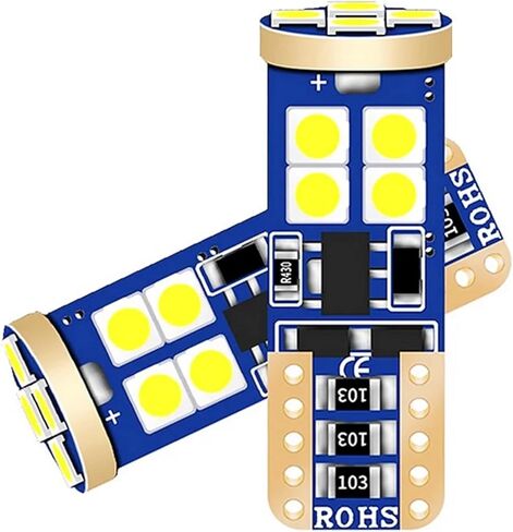 2PCS T10 LED W5W Led Bulbs Car Parking Light Super Bright 3030 SMD Auto Interior Reading Dome Lamp WY5W Wedge Tail Side Bulb 12V(White) in Saudi Arabia