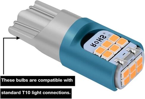 2 قطعة T10 W5W WY5W مصباح LED فائق السطوع لوقوف السيارات أضواء السيارات إسفين بدوره الجانب لمبات القراءة الداخلية مصباح على شكل قبة 12 فولت (أزرق كريستالي) in Kuwait