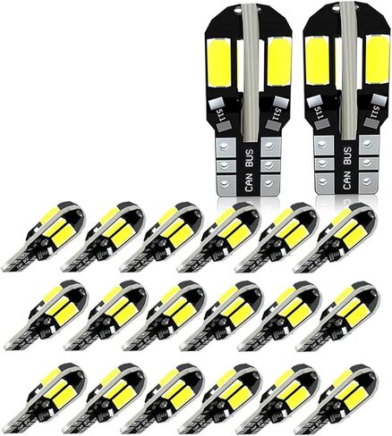 20 قطعة T10 5730 8SMD Canbus LED مصابيح سيارة W5W WY5W 168 192 194 الإضاءة البيضاء لوقوف السيارات بدوره إشارة أضواء القراءة in Saudi Arabia