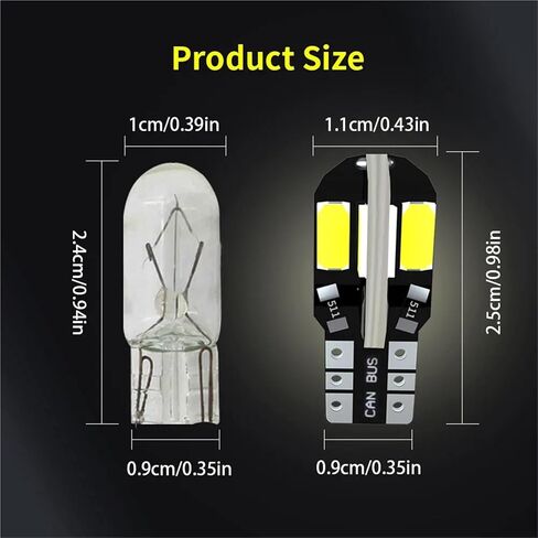 20 قطعة T10 5730 8SMD Canbus LED مصابيح سيارة W5W WY5W 168 192 194 الإضاءة البيضاء لوقوف السيارات بدوره إشارة أضواء القراءة in Saudi Arabia