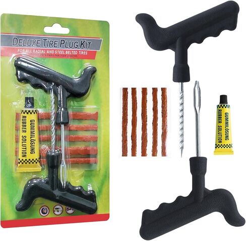 طقم إصلاح الإطارات، طقم إصلاح الإطارات المسطحة الاحترافي العالمي في حالات الطوارئ لإصلاح الثقوب، للسيارة والدراجات النارية وATV وجيب والشاحنة والجرار in Kuwait