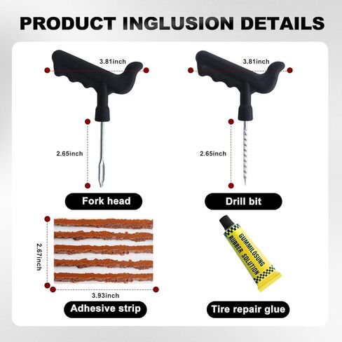 طقم إصلاح الإطارات، طقم إصلاح الإطارات المسطحة الاحترافي العالمي في حالات الطوارئ لإصلاح الثقوب، للسيارة والدراجات النارية وATV وجيب والشاحنة والجرار in Kuwait