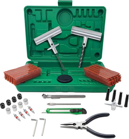 Sherco-Auto Tire Plug Kit 86 Piece - Universal Heavy Duty Flat Tire Repair Tool Kit - Fix for Car, Truck, Motorcycle, ATV, RV, Jeep & More - All in One Puncture Repair Kit in Saudi Arabia