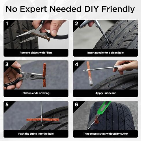 Sherco-Auto Tire Plug Kit 86 Piece - Universal Heavy Duty Flat Tire Repair Tool Kit - Fix for Car, Truck, Motorcycle, ATV, RV, Jeep & More - All in One Puncture Repair Kit in Saudi Arabia
