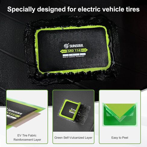 رقع إطارات شعاعية كبيرة جدًا للمركبات الكهربائية من SUNSOUL - 10 قطع مقاس 3.35 بوصة × 5.12 بوصة رقع إصلاح شديدة التحمل للثقوب الكبيرة، متوافقة مع المركبات الكهربائية والشاحنات وسيارات الدفع الرباعي والسيارات MPV in Kuwait