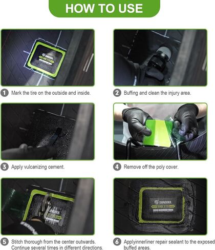 رقع إطارات شعاعية كبيرة جدًا للمركبات الكهربائية من SUNSOUL - 10 قطع مقاس 3.35 بوصة × 5.12 بوصة رقع إصلاح شديدة التحمل للثقوب الكبيرة، متوافقة مع المركبات الكهربائية والشاحنات وسيارات الدفع الرباعي والسيارات MPV in Kuwait