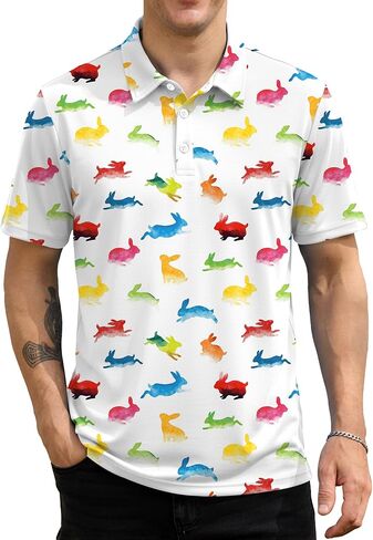 Arvilhill Men's Easter's Day Polo Shirt Bunny Egg Graphic Short Sleeve Party Outfit (S-3XL) in Saudi Arabia