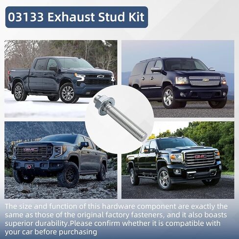 03133 مجموعة مسامير العادم المتعددة - M10-1.5 X 62 مم مسامير وصواميل العادم، استبدال مباشر لشفة العادم والمشعب، مسامير العادم ذات الرأس السداسي المصنوعة من الفولاذ المقاوم للصدأ in Kuwait