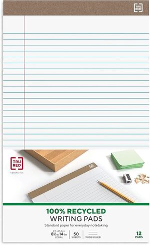 دفاتر ملاحظات TRU RED، مقاس 8.5 × 14 بوصة، وسادات قانونية واسعة النطاق، وسادة كتابة للمنزل والمكتب والمدرسة، عبوة من 12 قطعة، بيضاء in Saudi Arabia