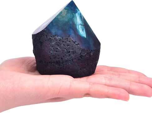 CNYANFEI عصا حجر العقيق غير النظامية كريستال الكوارتز العمود مصبوغ برج العقيق الأزرق ديكور المنزل in Kuwait