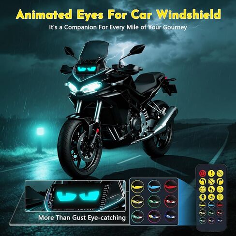 Devil Eye Lights for Motorcycle – 7"x3" LED Eyes for Car Windshield | Programmable Patterns, App/Remote Control | for Motorcycle, Taxi, Sedans, SUVs, – Custom Dynamic Sign (1-Pack) in Saudi Arabia
