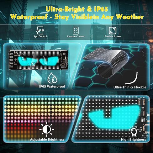 Devil Eye Lights for Motorcycle – 7"x3" LED Eyes for Car Windshield | Programmable Patterns, App/Remote Control | for Motorcycle, Taxi, Sedans, SUVs, – Custom Dynamic Sign (1-Pack) in Saudi Arabia