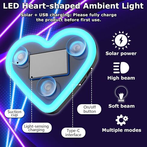 4 قطع ضوء على شكل قلب للسيارة، ضوء نافذة السيارة يعمل بالطاقة الشمسية مع 5 أوضاع قابلة للتحويل، IP65 مقاوم للماء للقيادة الليلية، ديكور داخلي وخارجي للسيارات الرومانسية، هدايا عيد الحب والأزواج in Kuwait