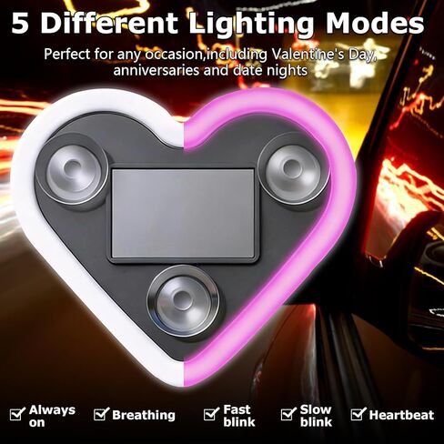 4 قطع ضوء على شكل قلب للسيارة، ضوء نافذة السيارة يعمل بالطاقة الشمسية مع 5 أوضاع قابلة للتحويل، IP65 مقاوم للماء للقيادة الليلية، ديكور داخلي وخارجي للسيارات الرومانسية، هدايا عيد الحب والأزواج in Kuwait
