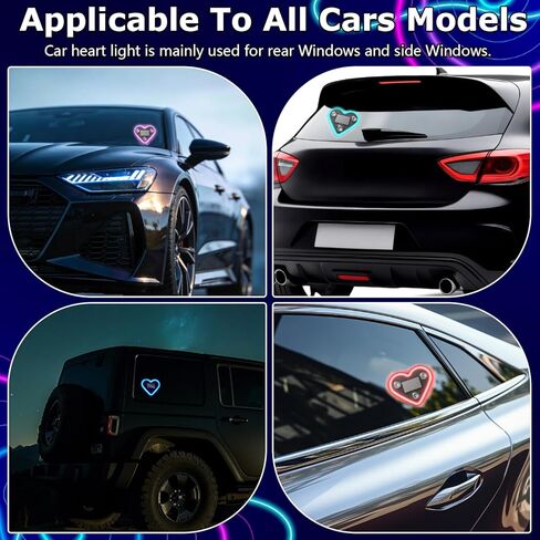 4 قطع ضوء على شكل قلب للسيارة، ضوء نافذة السيارة يعمل بالطاقة الشمسية مع 5 أوضاع قابلة للتحويل، IP65 مقاوم للماء للقيادة الليلية، ديكور داخلي وخارجي للسيارات الرومانسية، هدايا عيد الحب والأزواج in Kuwait