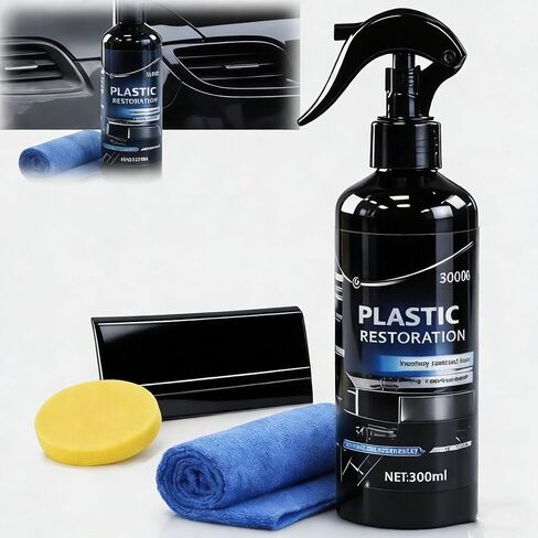 Plastic Restorer for Cars, Black Trim Restorer & Scratch Remover for Vehicles, Back to Black Plastic Polish with Ceramic Coating, UV Protection, 300ml in Saudi Arabia