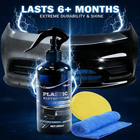 Plastic Restorer for Cars, Black Trim Restorer & Scratch Remover for Vehicles, Back to Black Plastic Polish with Ceramic Coating, UV Protection, 300ml in Saudi Arabia