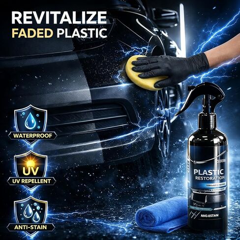 Plastic Restorer for Cars, Black Trim Restorer & Scratch Remover for Vehicles, Back to Black Plastic Polish with Ceramic Coating, UV Protection, 300ml in Saudi Arabia