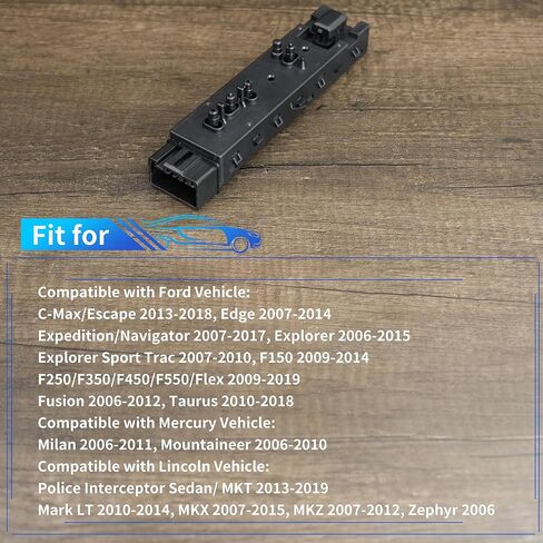 مفتاح مقعد الطاقة Rldym 9L3T-14A701-FAW لسيارة Ford Edge Escape Explorer Fusion Expedition F150، Lincoln Mark LT MKT MKX MKZ، Mercury، مفتاح التحكم في تعديل مقعد الطاقة 9L3T-14B709-FAW (يمين) in Saudi Arabia