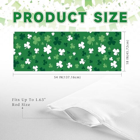 St. Patrick's Day Valances for Windows 54x18 Inch Green-White Cute Shamrock Curtain Valance for Kitchen Bathroom Bedroom Living Room Decor in Kuwait