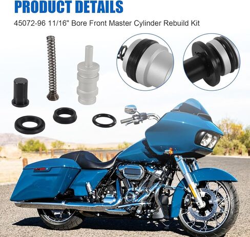 45072-96 11/16 بوصة مجموعة إعادة بناء الأسطوانة الرئيسية المتوافقة مع 1996-2007 Harley Davidson Dyna Electra Glide Road Glide Road King Sportster 883 Street Glide Tour Glide Sportster 1260 in Kuwait