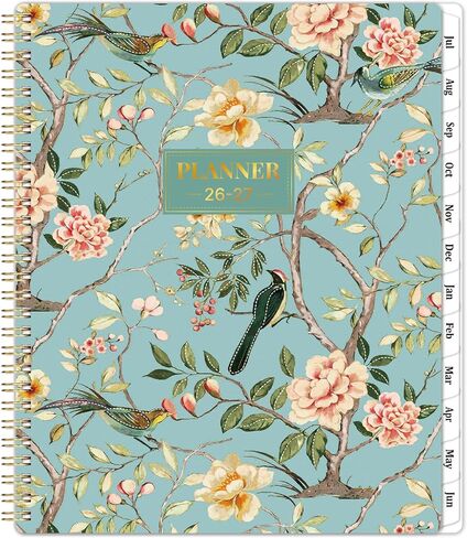 Planner 2026-2027 / 9'' x 11'' Academic Planner 2026-2027, July 2026 - June 2027 Academic Calendar with Weekly and Monthly Planning Page, Planners 26-27 with Tabs, Premium Thick Paper, Strong Gold Twin-wire Binding, Back Pocket - Floral in Saudi Arabia