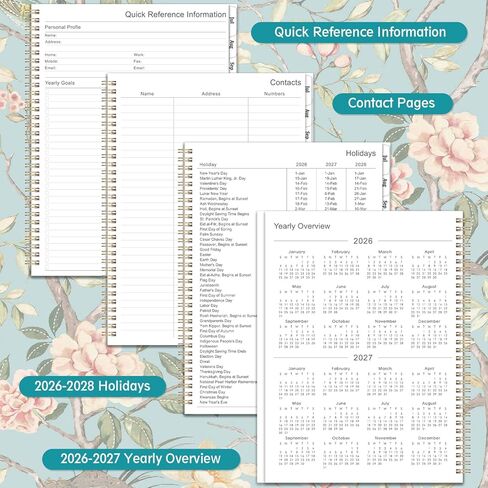 Planner 2026-2027 / 9'' x 11'' Academic Planner 2026-2027, July 2026 - June 2027 Academic Calendar with Weekly and Monthly Planning Page, Planners 26-27 with Tabs, Premium Thick Paper, Strong Gold Twin-wire Binding, Back Pocket - Floral in Saudi Arabia