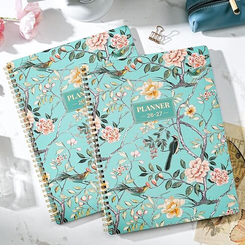 Planner 2026-2027 / 9'' x 11'' Academic Planner 2026-2027, July 2026 - June 2027 Academic Calendar with Weekly and Monthly Planning Page, Planners 26-27 with Tabs, Premium Thick Paper, Strong Gold Twin-wire Binding, Back Pocket - Floral in Saudi Arabia