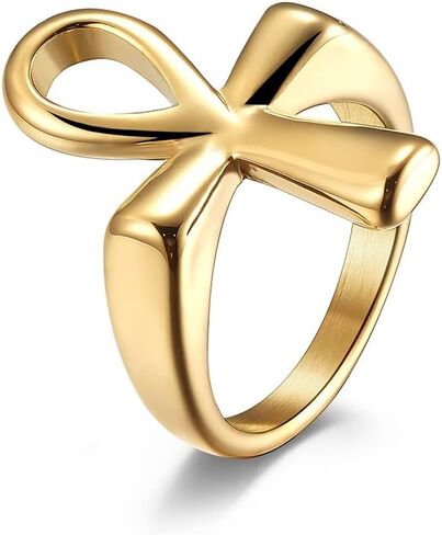 Men's Ankh Rings Ancient Egyptian Ring Stainless Steel Egypt Symbol Cross Rings in Kuwait