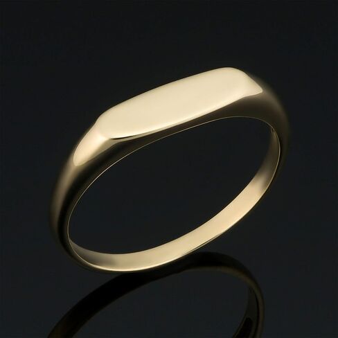 KoolJewelry 14k Yellow Gold 4.25 mm Long Oval Signet Ring for Men and Women, Size 6-9 in Saudi Arabia