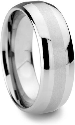Brushed Center Tungsten Ring for Men & Women Highly Polished Edges, 2mm Wide Matted Center (6mm) in Kuwait