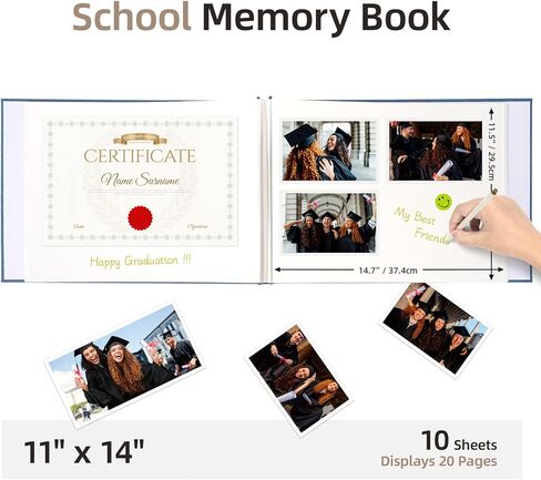 Vienrose Extra Large Self Adhesive Photo Album for 11" x 14" Photos (Navy Blue), Art Portfolio Binder, Graduation & School Memory Book, Certificate & Presentation Binder, 10 Sheets 20 Pages, 12"x16.4" in Saudi Arabia