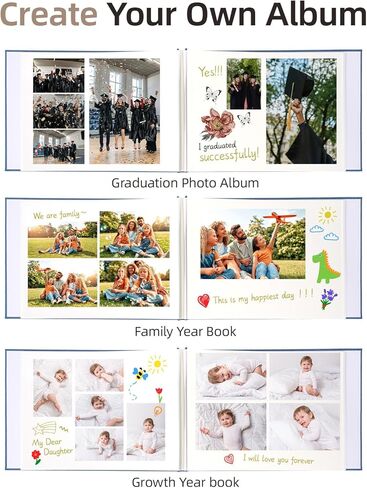 Vienrose Extra Large Self Adhesive Photo Album for 11" x 14" Photos (Navy Blue), Art Portfolio Binder, Graduation & School Memory Book, Certificate & Presentation Binder, 10 Sheets 20 Pages, 12"x16.4" in Saudi Arabia